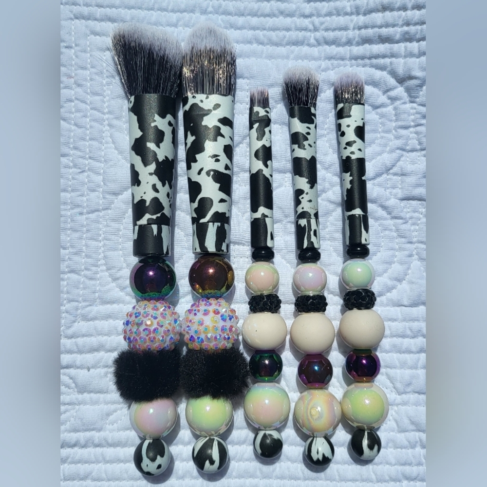 Handcafted Beaded Make Up Brush Set With Gift Box & Tag - NIP BUYERS CHOICE - Picture 2 of 7